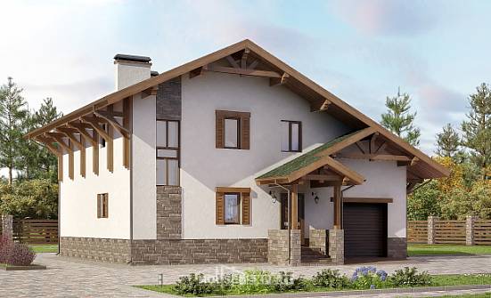190-007-П Проект двухэтажного дома с мансардой, гараж, простой загородный дом из кирпича Заречный | Проекты домов от House Expert