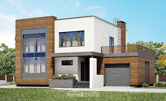 220-003-П Проект двухэтажного дома, гараж, простой загородный дом из газосиликатных блоков Пенза | Проекты домов от House Expert