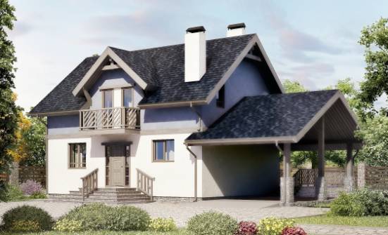 150-011-П Проект двухэтажного дома мансардой, гараж, небольшой загородный дом из бризолита Кузнецк | Проекты домов от House Expert