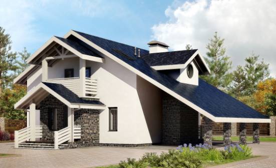 155-010-П Проект двухэтажного дома мансардой, гараж, скромный домик из теплоблока Каменка | Проекты домов от House Expert