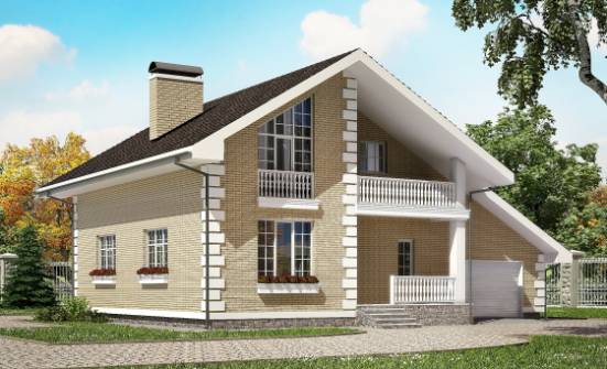 190-005-П Проект двухэтажного дома с мансардным этажом и гаражом, средний загородный дом из теплоблока Кузнецк | Проекты домов от House Expert