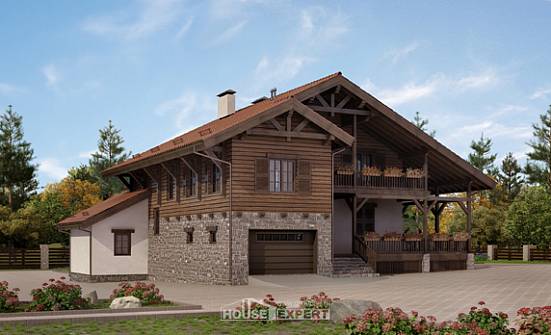 255-002-Л Проект двухэтажного дома с мансардой, гараж, уютный дом из арболита Кузнецк | Проекты домов от House Expert