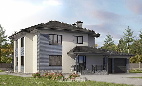 340-005-П Проект двухэтажного дома, гараж, классический загородный дом из бризолита Кузнецк | Проекты домов от House Expert