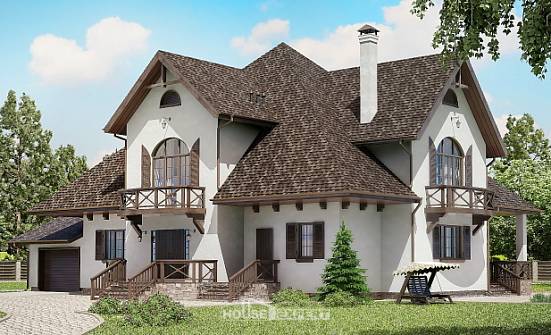 350-001-Л Проект двухэтажного дома с мансардой, гараж, просторный дом из газобетона Каменка | Проекты домов от House Expert