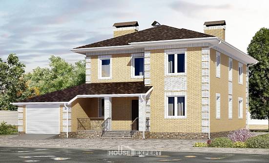 220-006-Л Проект двухэтажного дома, гараж, современный загородный дом из арболита Каменка | Проекты домов от House Expert