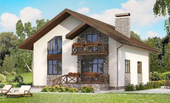 155-001-П Проект двухэтажного дома с мансардой, гараж, простой коттедж из арболита Пенза | Проекты домов от House Expert