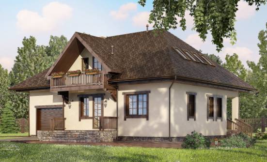 200-001-Л Проект двухэтажного дома с мансардой и гаражом, красивый дом из арболита Сердобск | Проекты домов от House Expert
