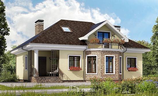 150-008-Л Проект двухэтажного дома с мансардой, небольшой домик из твинблока Каменка | Проекты домов от House Expert