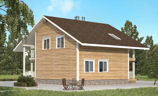 130-001-П Проект двухэтажного дома мансардой, небольшой загородный дом из бревен Сердобск | Проекты домов от House Expert