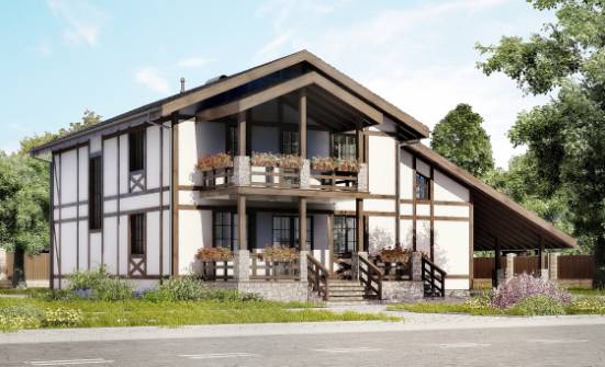 250-002-Л Проект двухэтажного дома с мансардой и гаражом, красивый коттедж из кирпича Пенза | Проекты домов от House Expert