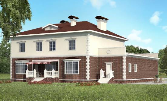 380-001-Л Проект двухэтажного дома и гаражом, огромный загородный дом из кирпича Заречный | Проекты домов от House Expert