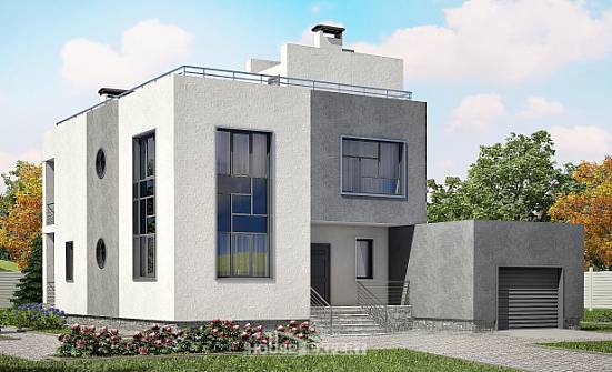255-001-П Проект двухэтажного дома, гараж, современный домик из бризолита Каменка | Проекты домов от House Expert