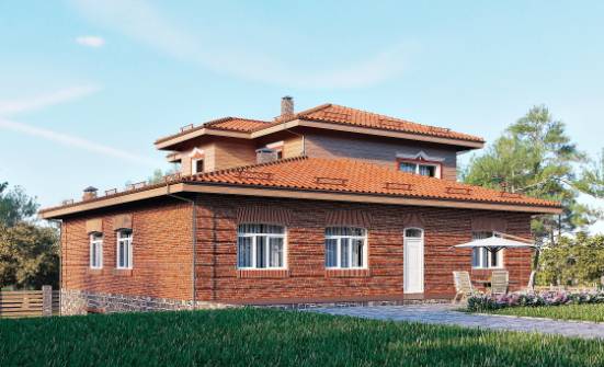 380-002-Л Проект трехэтажного дома, гараж, уютный загородный дом из кирпича Пенза | Проекты домов от House Expert