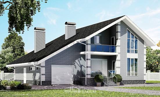190-006-Л Проект двухэтажного дома с мансардой, гараж, классический дом из бризолита Пенза | Проекты домов от House Expert