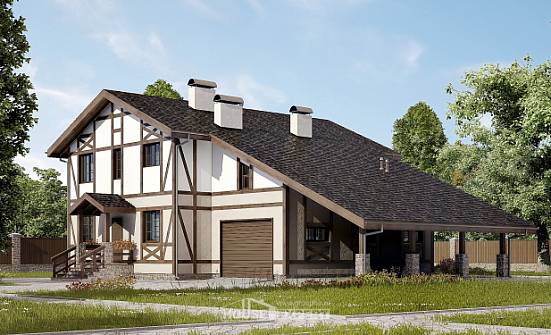 250-002-П Проект двухэтажного дома с мансардным этажом, гараж, средний домик из кирпича Заречный | Проекты домов от House Expert