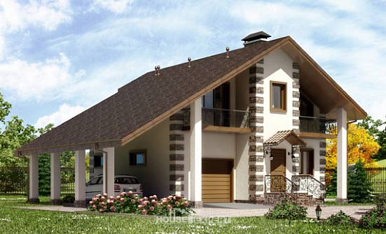 150-003-Л Проект двухэтажного дома мансардный этаж и гаражом, бюджетный загородный дом из дерева Сердобск | Проекты домов от House Expert