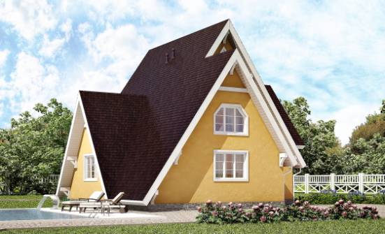 155-008-П Проект двухэтажного дома мансардой, небольшой загородный дом из бревен Каменка | Проекты домов от House Expert