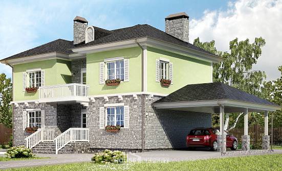 155-006-П Проект двухэтажного дома и гаражом, простой дом из теплоблока Кузнецк | Проекты домов от House Expert