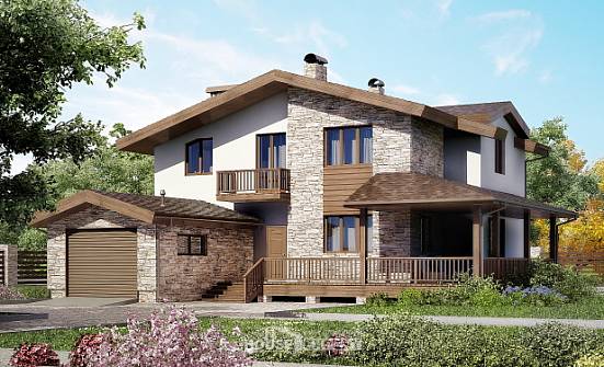 220-001-П Проект двухэтажного дома мансардой, гараж, средний загородный дом из керамзитобетонных блоков Кузнецк | Проекты домов от House Expert