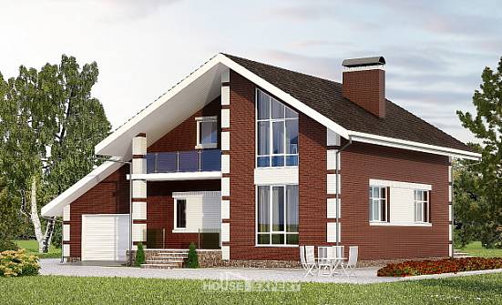 180-001-Л Проект двухэтажного дома мансардный этаж, гараж, экономичный коттедж из керамзитобетонных блоков Пенза | Проекты домов от House Expert
