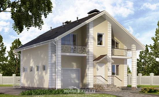 150-002-Л Проект двухэтажного дома с мансардой и гаражом, недорогой дом из газобетона Пенза | Проекты домов от House Expert