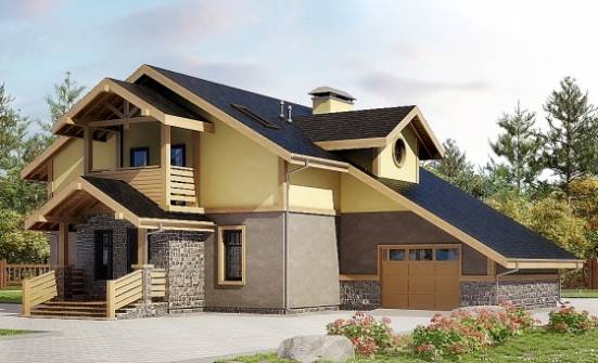 180-011-П Проект двухэтажного дома мансардой, гараж, доступный коттедж из твинблока Пенза | Проекты домов от House Expert