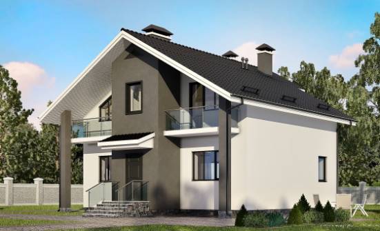 150-005-Л Проект двухэтажного дома с мансардой, красивый загородный дом из керамзитобетонных блоков Каменка | Проекты домов от House Expert