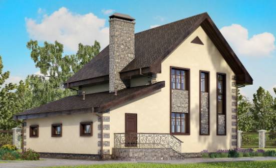 160-004-П Проект двухэтажного дома, гараж, бюджетный домик из блока Каменка | Проекты домов от House Expert