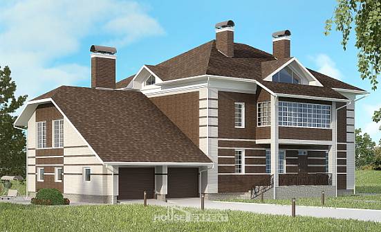 505-002-Л Проект трехэтажного дома, гараж, просторный домик из кирпича Сердобск | Проекты домов от House Expert