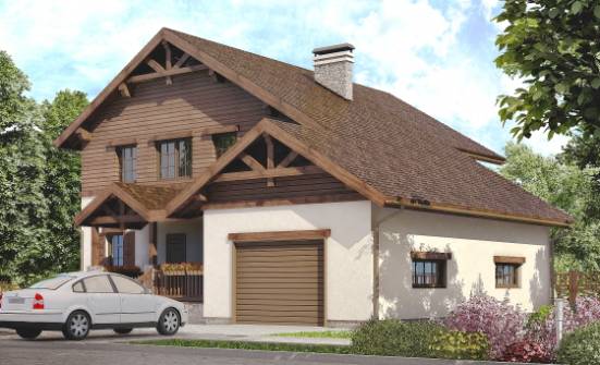 200-003-П Проект двухэтажного дома, гараж, классический домик из газобетона Пенза | Проекты домов от House Expert