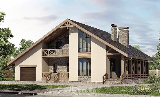 265-001-Л Проект двухэтажного дома мансардный этаж, гараж, уютный домик из пеноблока Кузнецк | Проекты домов от House Expert