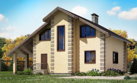 150-003-П Проект двухэтажного дома с мансардой, гараж, классический коттедж из поризованных блоков Кузнецк | Проекты домов от House Expert
