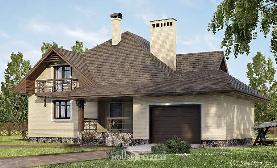 275-003-П Проект двухэтажного дома с мансардным этажом, гараж, современный домик из кирпича Кузнецк | Проекты домов от House Expert