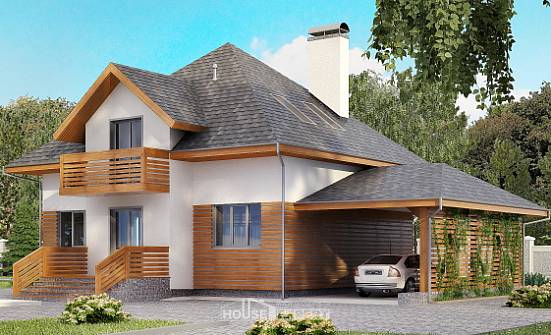 155-004-П Проект двухэтажного дома мансардой и гаражом, бюджетный домик из теплоблока Кузнецк | Проекты домов от House Expert