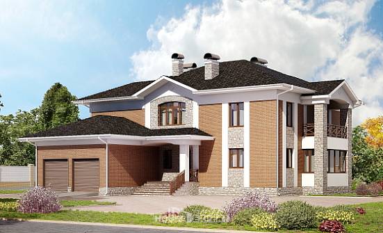 520-002-Л Проект трехэтажного дома, гараж, просторный коттедж из бризолита Заречный | Проекты домов от House Expert
