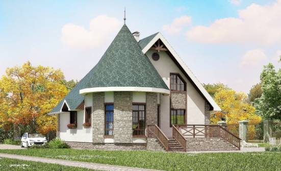 170-003-Л Проект двухэтажного дома с мансардой, экономичный загородный дом из поризованных блоков Кузнецк | Проекты домов от House Expert