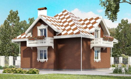 155-003-Л Проект двухэтажного дома с мансардой и гаражом, экономичный коттедж из теплоблока Сердобск | Проекты домов от House Expert