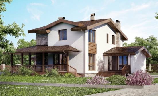 220-001-П Проект двухэтажного дома мансардой, гараж, средний загородный дом из керамзитобетонных блоков Кузнецк | Проекты домов от House Expert