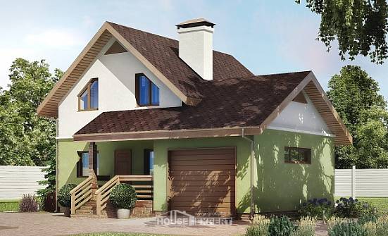 120-002-П Проект двухэтажного дома мансардой и гаражом, бюджетный дом из теплоблока Заречный | Проекты домов от House Expert