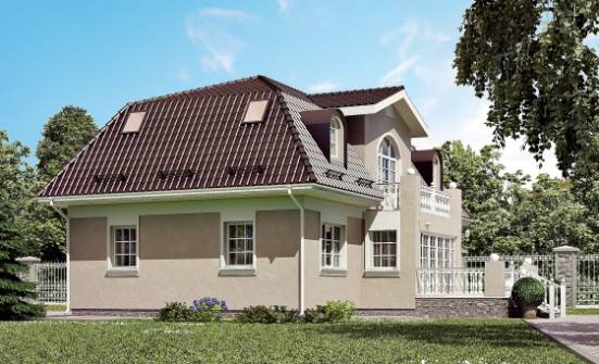 210-001-Л Проект двухэтажного дома мансардой, современный загородный дом из пеноблока Кузнецк | Проекты домов от House Expert