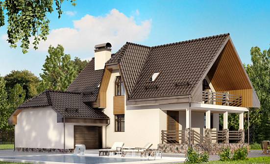 150-001-Л Проект двухэтажного дома с мансардой, гараж, недорогой загородный дом из арболита Заречный | Проекты домов от House Expert