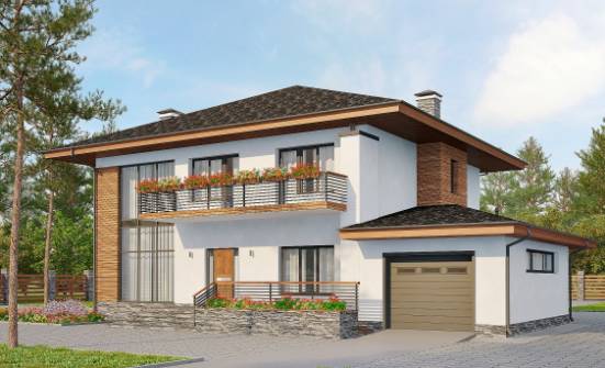 305-001-П Проект двухэтажного дома и гаражом, большой дом из пеноблока Каменка | Проекты домов от House Expert
