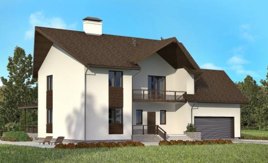 300-002-П Проект двухэтажного дома с мансардным этажом и гаражом, огромный дом из газобетона Кузнецк | Проекты домов от House Expert