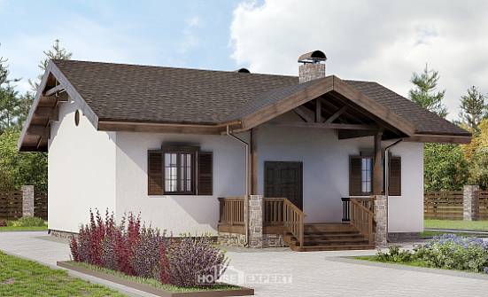 090-002-П Проект одноэтажного дома, компактный коттедж из кирпича Кузнецк | Проекты домов от House Expert