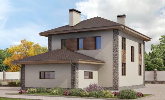 185-004-П Проект двухэтажного дома и гаражом, просторный загородный дом из арболита Сердобск | Проекты домов от House Expert