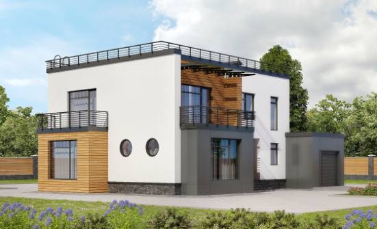 260-002-П Проект двухэтажного дома, гараж, современный дом из пеноблока Каменка | Проекты домов от House Expert