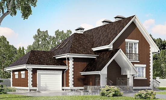 190-003-Л Проект двухэтажного дома мансардой и гаражом, просторный домик из пеноблока Заречный | Проекты домов от House Expert