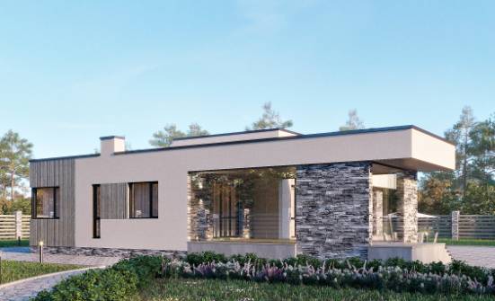 175-001-Л Проект одноэтажного дома, доступный коттедж из блока Пенза | Проекты домов от House Expert