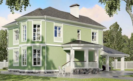 170-001-Л Проект двухэтажного дома, гараж, классический загородный дом из арболита Кузнецк | Проекты домов от House Expert