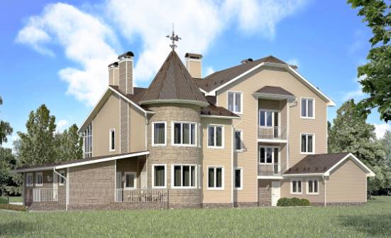 555-001-Л Проект трехэтажного дома с мансардным этажом и гаражом, классический коттедж из керамзитобетонных блоков Кузнецк | Проекты домов от House Expert